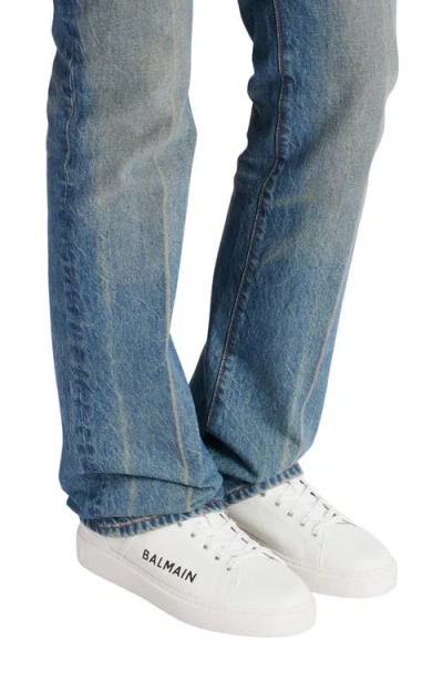 Balmain Calfskin Logo Motif Lace-up Sneakers With Black Heel Counter In Multi
