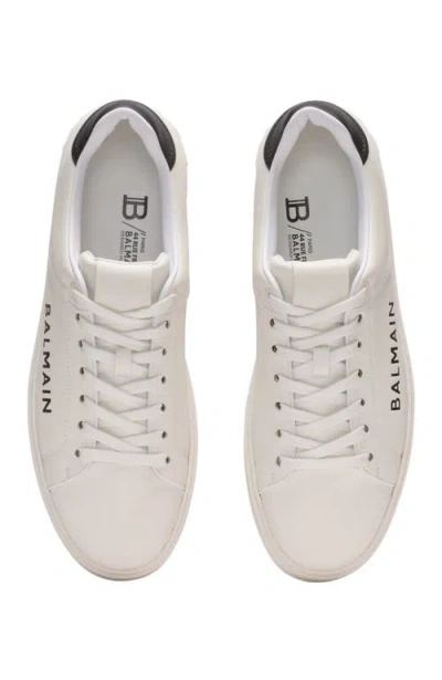 Balmain Calfskin Logo Motif Lace-up Sneakers With Black Heel Counter In Multi