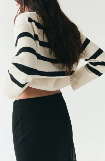 Mango Castello Stripe Sweater In White
