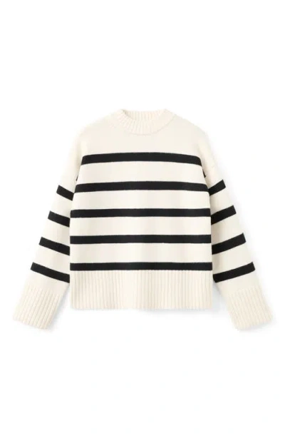 Mango Castello Stripe Sweater In White