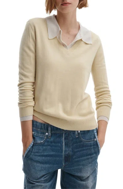 Rag & Bone Anne Long Sleeve Polo Sweater Btter In Yellow