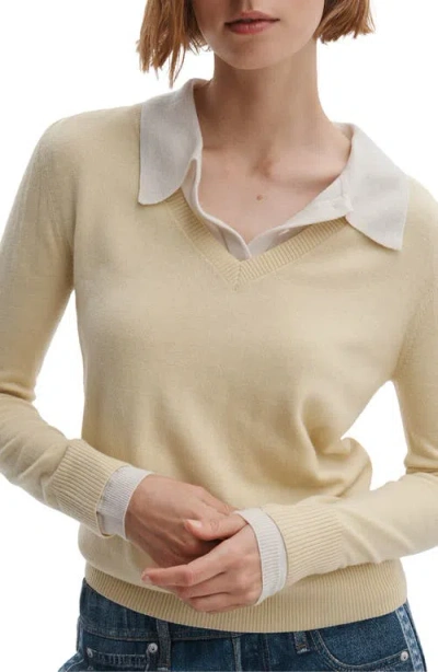 Rag & Bone Anne Long Sleeve Polo Sweater Btter In Yellow