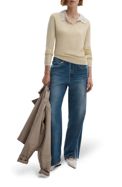 Rag & Bone Anne Long Sleeve Polo Sweater Btter In Yellow