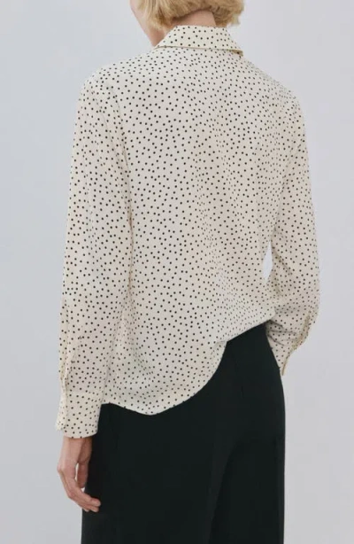Mango Dot Print Button-up Shirt In White