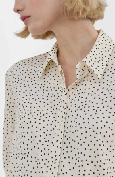 Mango Dot Print Button-up Shirt In White