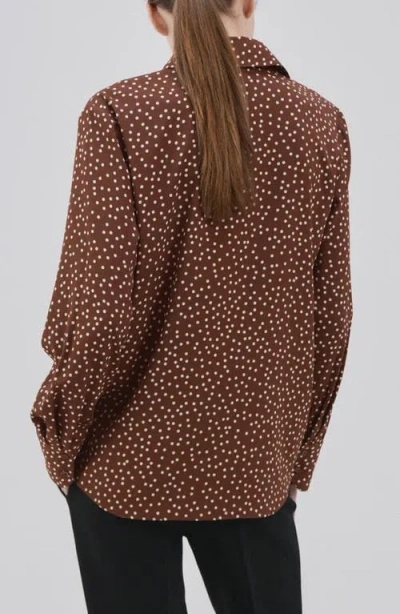 Mango Dot Print Button-up Shirt In Brown