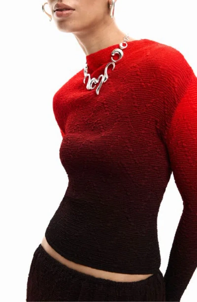 Desigual Gradient Blouse In Red