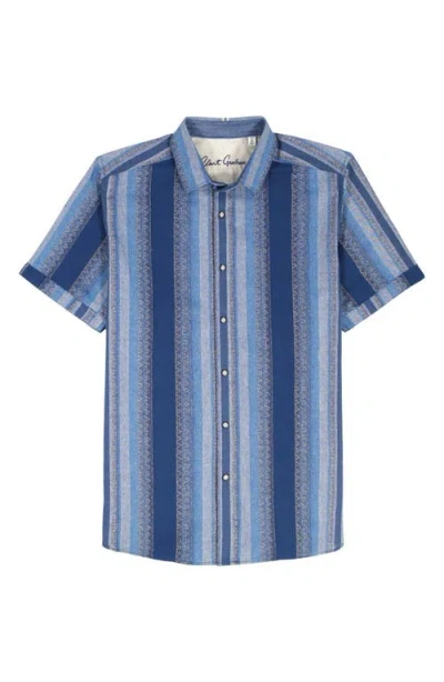 Robert Graham Pembroke Stripe Cotton Short Sleeve Button-up Shirt In Blue