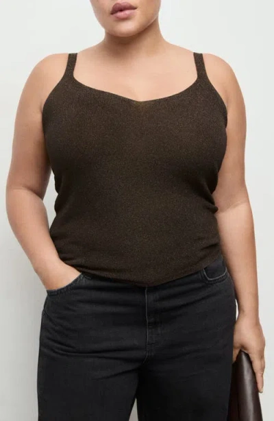 Mango Sweater Tank In Brown