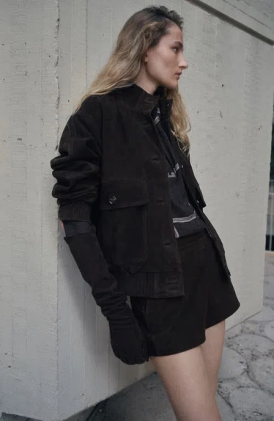 Mango Suede Jacket In Brown