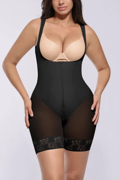 Shapellx Boot-yeah Airslim® Open Bust Tummy Control Bodysuit In Black