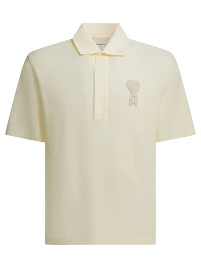 Ami Alexandre Mattiussi White Polo Shirt With Adc Patch Logo In Cotton Uomo In White