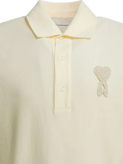 Ami Alexandre Mattiussi White Polo Shirt With Adc Patch Logo In Cotton Uomo In White