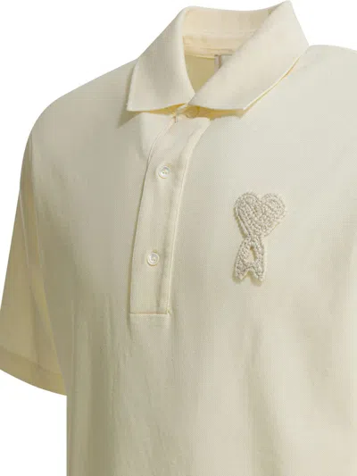 Ami Alexandre Mattiussi White Polo Shirt With Adc Patch Logo In Cotton Uomo In White