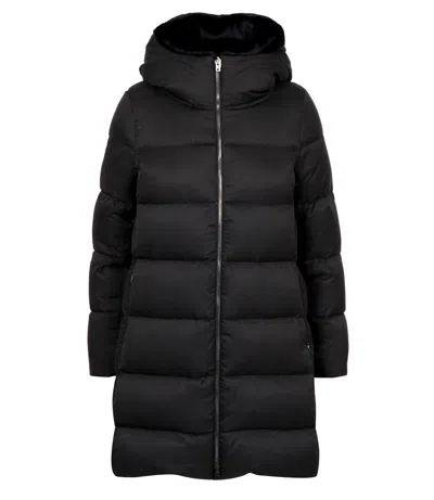 Herno Black Down Jacket With Fixed Hood And Quilted Design In Tech Fabric Woman
