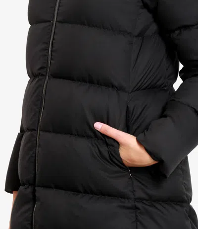Herno Black Down Jacket With Fixed Hood And Quilted Design In Tech Fabric Woman