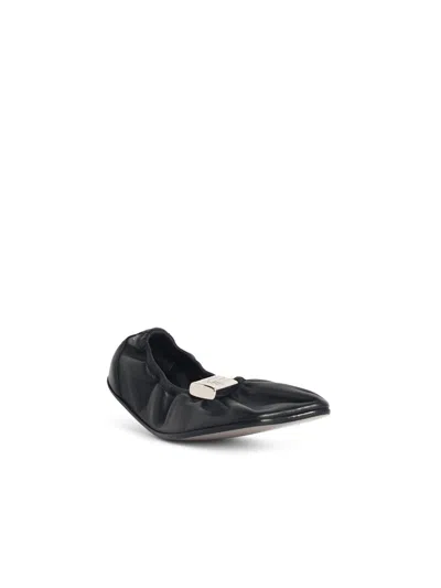 Mm6 Maison Margiela Soft Leather Ballerina Flats With Gathered Edging In Multi