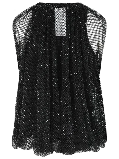 Sportmax Embellished Mesh And Jersey Top In Black