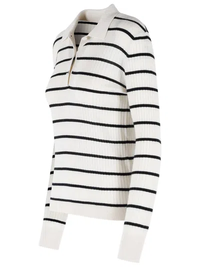 Max Mara Gitano Cashmere Silk Striped Collared Sweater In Multi