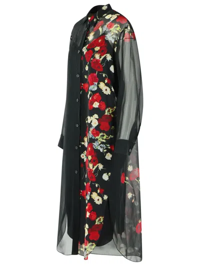 Khaite Gloria Long Sleeve Silk Chiffon Shirtdress In Black