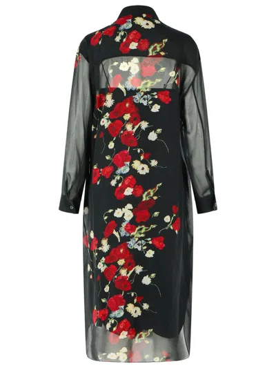 Khaite Gloria Long Sleeve Silk Chiffon Shirtdress In Black