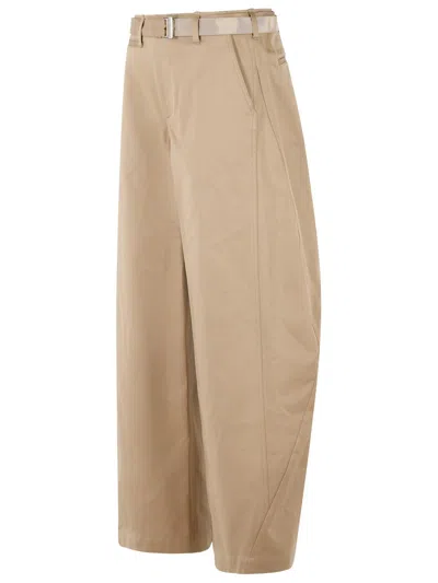 Sacai Belt-loop Ring-belt Trousers In Neutral