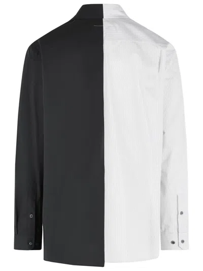 Mm6 Maison Margiela Tailored Black Shirt With Pointed Collar And Button Cuffs In Multi