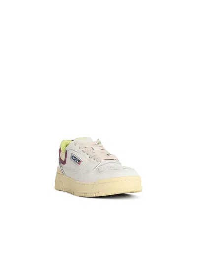 Autry 'clc Low' White Lear Blend Sneakers In Multi