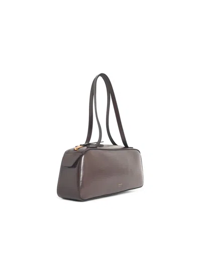 Khaite Simona Crackle Patent Elongated Tote Bag In Brown