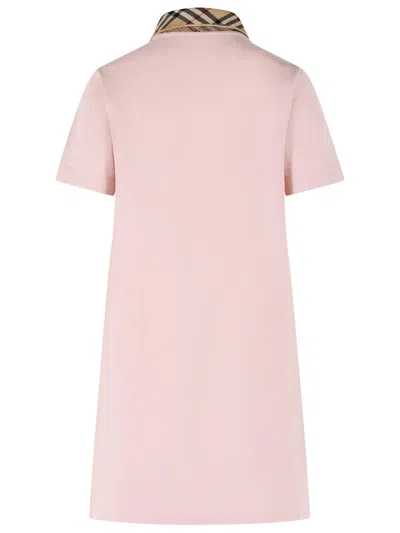 Burberry Piquet Polo Dress Checked Collar Short Sleeves In Pink