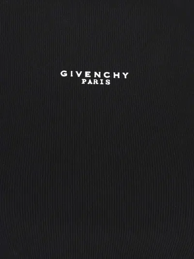 Givenchy Cotton Cropped Tank Top With Paris Print Clothing In Black