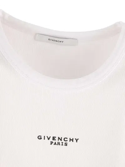 Givenchy White Sleeveless Top With Logo Lettering On The Front In Cotton Stretch Woman In Multi