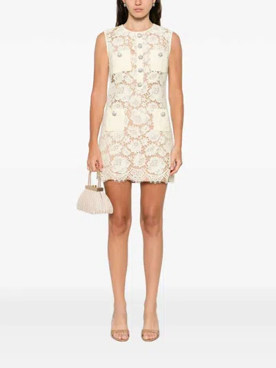 Self-portrait Self Portrait Short Dress With Embellishment In Yellow