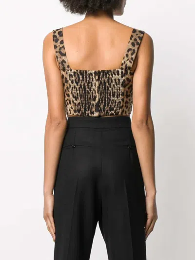 Dolce & Gabbana Bustier Top Leopard Motif Sweetheart Neckline In Multi