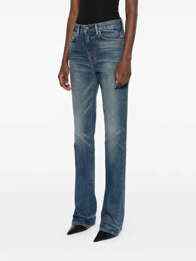Tom Ford Lightened Effect Trousers In Blue
