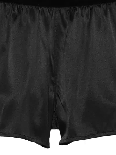 Tom Ford Black Shorts With Elastic Waist With Logo Lettering In Silk Stretch Woman In Black