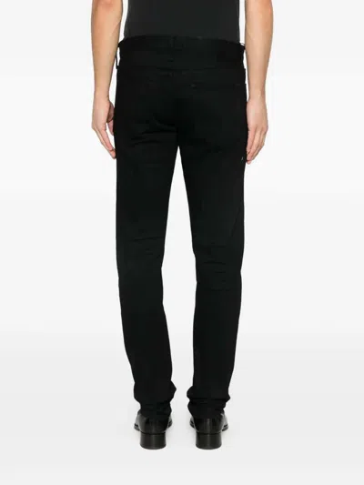 Tom Ford Selvedge Denim Straight Fit Jeans Logo Patch In Black