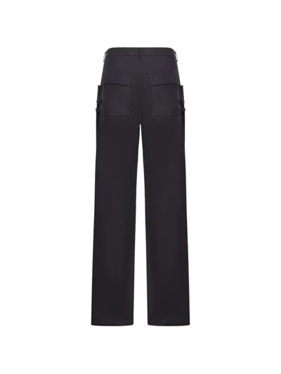 Rick Owens Stefan Flared Grain De Poudre Wool Cargo Trousers In Black
