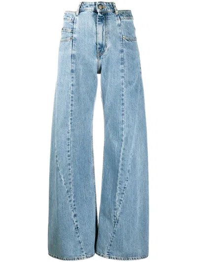 Maison Margiela High Waist Wide Leg Five Pocket Jeans In Blue
