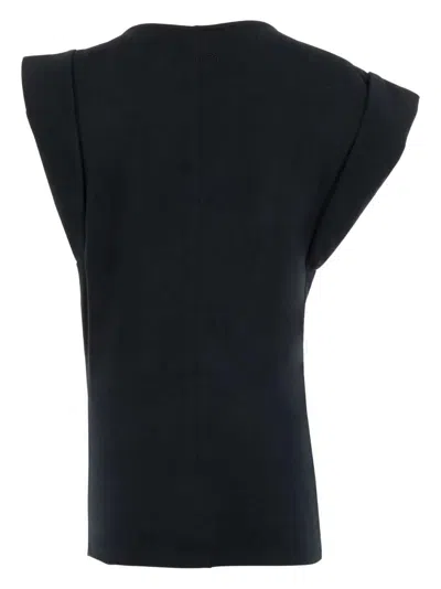 Isabel Marant Maisan Black T-shirt With Asymmetric Design And Logo Embroidery On The Back In Cotton Woman