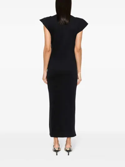 Isabel Marant Nadela Draped Midi Dress With Ruched Detail In Black