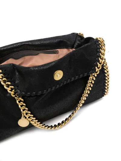 Stella Mccartney Falabella Mini Black Handbag With Handle And Chain Shoulder Strap In Eco Leather Woman In Black