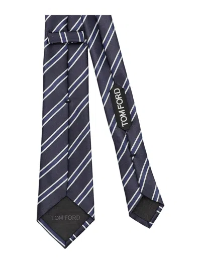 Tom Ford Regimental Tie Striped Pattern Slim Shape In Black