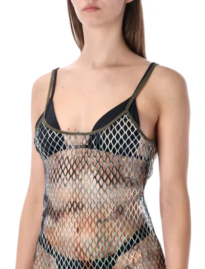 Diesel Mini Mesh Beach Dress With Open Back In Multi