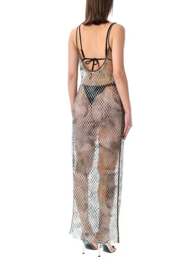 Diesel Gaya Mesh Beach Long Dress In White