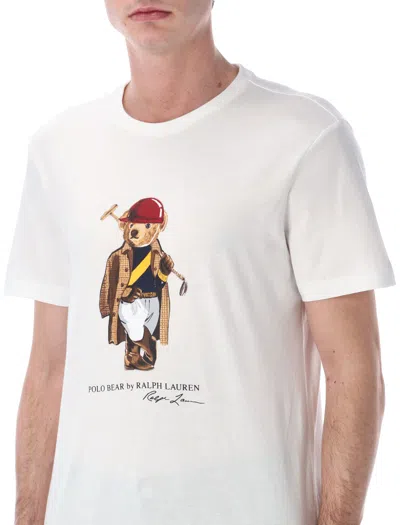 Polo Ralph Lauren Short Sleeve Jersey Knit Novelty Polo Society Bear Tee In White