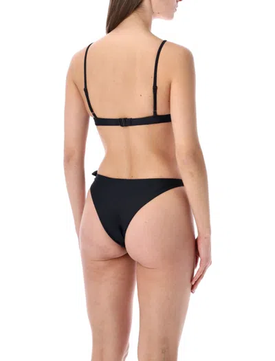 Coperni Floral Bikini Top Bow Side Ties In Black