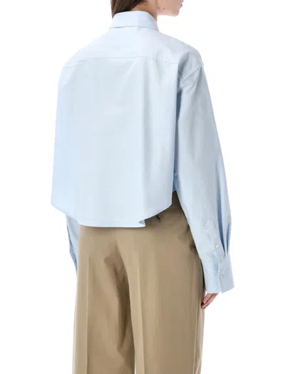 Ami Alexandre Mattiussi Blue Cotton Ami De Coeur Cropped Oversized Shirt Blue
