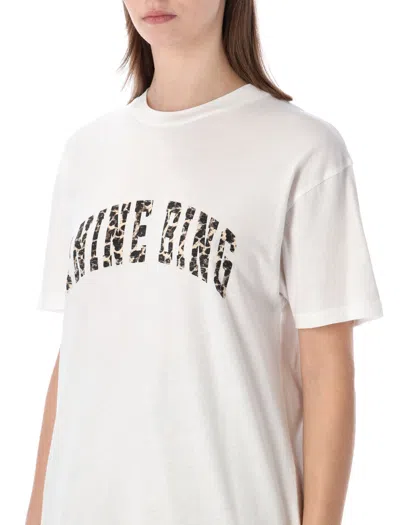 Anine Bing Ivory T-shirt With Leopard Logo Women In Multi