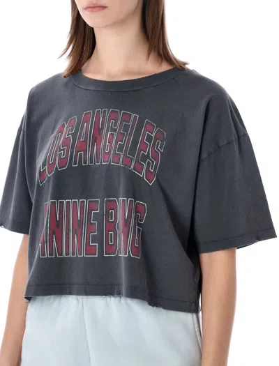 Anine Bing Black Washed Cropped Johnny T-shirt Women In Gray